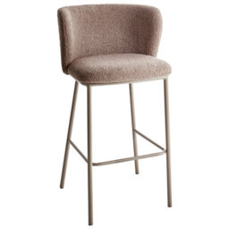 Beliani Set Of 2 Bar Chairs Mina Ii Boucle Brown - thumbnail 5