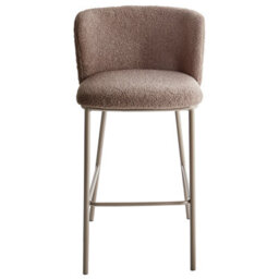 Beliani Set Of 2 Bar Chairs Mina Ii Boucle Brown - thumbnail 6