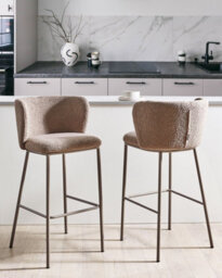 Beliani Set Of 2 Bar Chairs Mina Ii Boucle Brown - thumbnail 2