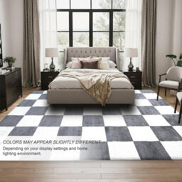 Homeart Plaid Area Rug , Super Soft & Sustainable Woven Carpet With Modern Checkered Design Grey 120X170 - thumbnail 3