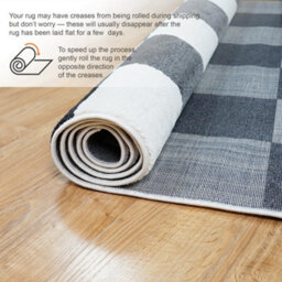 Homeart Plaid Area Rug , Super Soft & Sustainable Woven Carpet With Modern Checkered Design Grey 120X170 - thumbnail 6