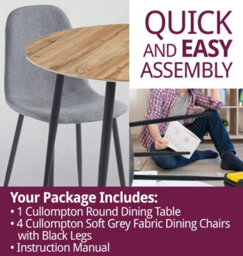 Hallowood Furniture Cullompton Round Dining Table With Light Oak Effect Top (90Cm) With 4 Chairs - thumbnail 7