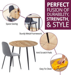 Hallowood Furniture Cullompton Round Dining Table With Light Oak Effect Top (90Cm) With 4 Chairs - thumbnail 2