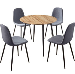 Hallowood Furniture Cullompton Round Dining Table With Light Oak Effect Top (90Cm) With 4 Chairs - thumbnail 8