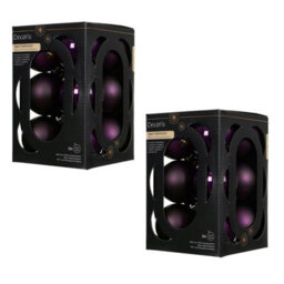 Decoris 2X 12 Fig Purple Christmas Tree Baubles Shatterproof Hanging Decorations 6Cm Round - thumbnail 2