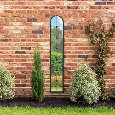 Mirroroutlet The Arcus Black Arched Leaner Garden Wall Mirror 170Cm X 30Cm - image 1