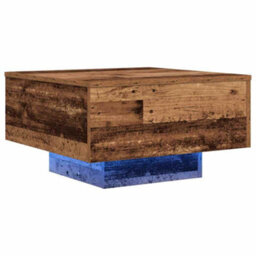 Berkfield Coffee Table With Led Lights Old Wood 55X55X31 Cm - thumbnail 4