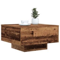 Berkfield Coffee Table With Led Lights Old Wood 55X55X31 Cm - thumbnail 3