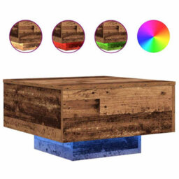 Berkfield Coffee Table With Led Lights Old Wood 55X55X31 Cm - thumbnail 2