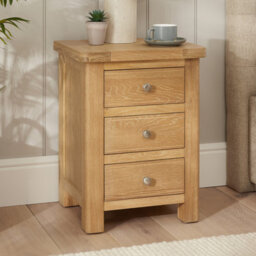 The Furniture Market Marbury Oak 3 Drawer Bedside Table Wooden Lamp Side Table Light Whitewash Oak For Bedroom And Living Room - thumbnail 1