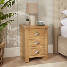 The Furniture Market Marbury Oak 3 Drawer Bedside Table Wooden Lamp Side Table Light Whitewash Oak For Bedroom And Living Room - thumbnail 4