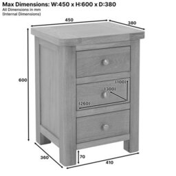 The Furniture Market Marbury Oak 3 Drawer Bedside Table Wooden Lamp Side Table Light Whitewash Oak For Bedroom And Living Room - thumbnail 9
