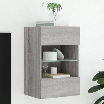 Berkfield Tv Wall Cabinet With Led Lights Grey Sonoma 40X30X60.5 Cm - image 1