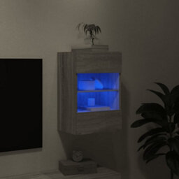 Berkfield Tv Wall Cabinet With Led Lights Grey Sonoma 40X30X60.5 Cm - thumbnail 4