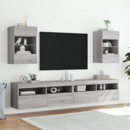 Berkfield Tv Wall Cabinet With Led Lights Grey Sonoma 40X30X60.5 Cm - thumbnail 6