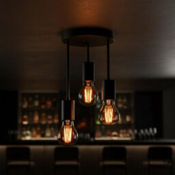 Industrial 3-Way Light Semi Flush Mount Ceiling Light Fixture Metal Black E27 Pendant Lamp For Living Room Dining Room - thumbnail 6