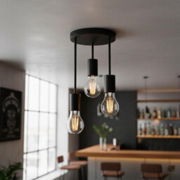 Industrial 3-Way Light Semi Flush Mount Ceiling Light Fixture Metal Black E27 Pendant Lamp For Living Room Dining Room - thumbnail 7