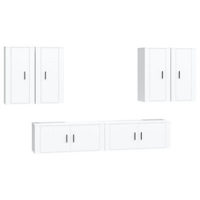 Berkfield Classic 6 Piece Tv Cabinet Set White Engineered Wood - image 1