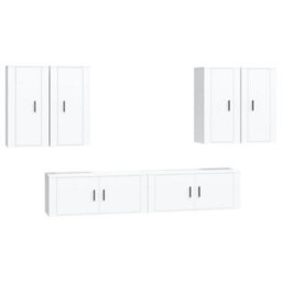 Berkfield Classic 6 Piece Tv Cabinet Set White Engineered Wood - thumbnail 1
