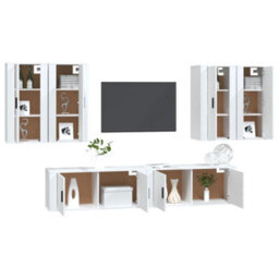 Berkfield Classic 6 Piece Tv Cabinet Set White Engineered Wood - thumbnail 3