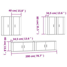 Berkfield Classic 6 Piece Tv Cabinet Set White Engineered Wood - thumbnail 7
