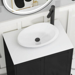Royal Bathrooms Royal Bathroom Elmore 600mm Matt Nocturne Black Freestanding Bathroom Vanity Unit 2 Door Plain White Worktop With Nova Basin - thumbnail 4