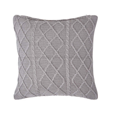 Homescapes Grey Diamond Cable Knit Cushion Cover, 45 X 45 Cm - image 1