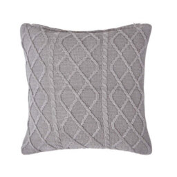 Homescapes Grey Diamond Cable Knit Cushion Cover, 45 X 45 Cm - thumbnail 1