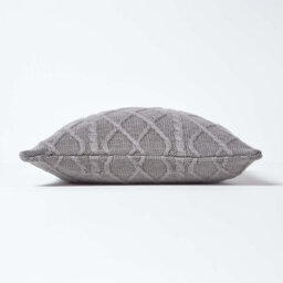 Homescapes Grey Diamond Cable Knit Cushion Cover, 45 X 45 Cm - thumbnail 2