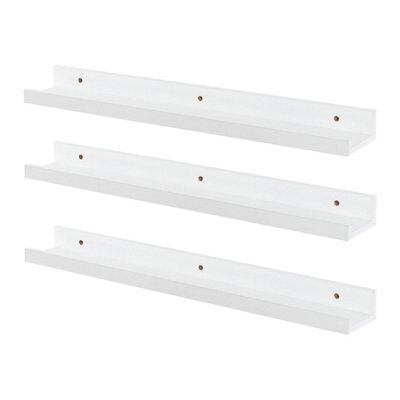 Harbour Housewares 3X Floating Picture Ledge Shelves - White 57Cm Mdf Wall Mounted Display For Photos, Frames & Décor - image 1