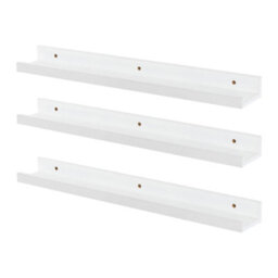 Harbour Housewares 3X Floating Picture Ledge Wall Shelves - White - Photo Gallery Bookshelf Wall Shelves Floating Shelf 57Cm