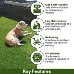 "Velvet 40mm Super Soft Outdoor Artificial Grass, Premium Artificial Grass For Lawn Patio-7M(23') X 4M(13'1"")-28M²" - thumbnail 2