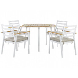 Beliani Garden Dining Set 4 Seater Cavoli With Cushions Metal Beige - thumbnail 1