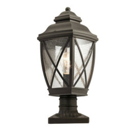 Stylish Outdoor Ip44 Led Wall Pedestal Light In Olde Bronze Finish