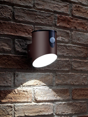 Auraglow Battery Powered Pir Motion Sensor Wall Light - Hixon - Brown - image 1