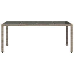 Berkfield Garden Table With Glass Top Grey 190X90X75 Cm Poly Rattan - thumbnail 4