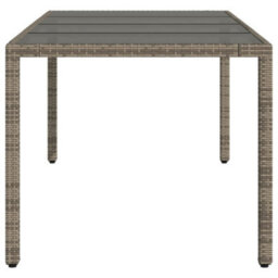 Berkfield Garden Table With Glass Top Grey 190X90X75 Cm Poly Rattan - thumbnail 5
