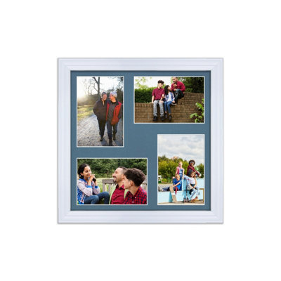 AK Frames 12X12 White Classic Multi Photo Frame With Pompadour Mount - Holds 4 Apertures (4X) 6X4 Photos - image 1