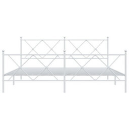 Berkfield Metal Bed Frame Without Mattress With Footboard White 183X213Cm - thumbnail 4