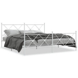 Berkfield Metal Bed Frame Without Mattress With Footboard White 183X213Cm - thumbnail 2