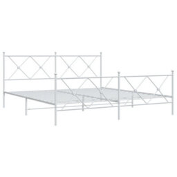 Berkfield Metal Bed Frame Without Mattress With Footboard White 183X213Cm - thumbnail 3