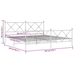 Berkfield Metal Bed Frame Without Mattress With Footboard White 183X213Cm - thumbnail 8