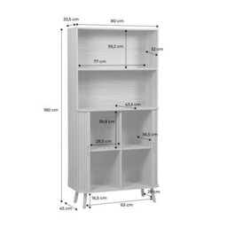 Shelf Library Decor Grooved Wood 2 Sliding Doors 4 Levels Natural - Sweeek - thumbnail 7