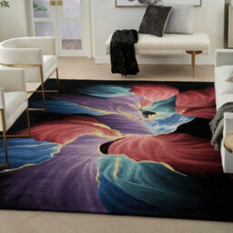 Black Wool Modern Luxurious Easy To Clean Handmade Abstract Optical/ (3D) Dining Room Bedroom And Living Room Rug -168Cm X 226Cm - thumbnail 2