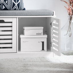 Sobuy Fsr23-Ii-W, Shoe Storage Bench Shoe Cabinet With Seat Cushion And 2 Doors For Hallway Organiser, Wooden Storage Unit,white - thumbnail 4
