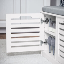 Sobuy Fsr23-Ii-W, Shoe Storage Bench Shoe Cabinet With Seat Cushion And 2 Doors For Hallway Organiser, Wooden Storage Unit,white - thumbnail 9