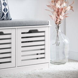 Sobuy Fsr23-Ii-W, Shoe Storage Bench Shoe Cabinet With Seat Cushion And 2 Doors For Hallway Organiser, Wooden Storage Unit,white - thumbnail 7