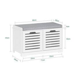Sobuy Fsr23-Ii-W, Shoe Storage Bench Shoe Cabinet With Seat Cushion And 2 Doors For Hallway Organiser, Wooden Storage Unit,white - thumbnail 3