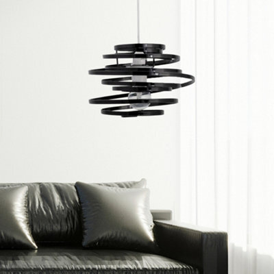 First Choice Lighting Black Metal Swirl Easy Fit Lamp Shade - image 1
