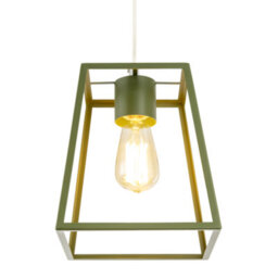 Happy Homewares Olive Green Industrial Lantern Lamp Shade With Square Top And Bottom - thumbnail 8